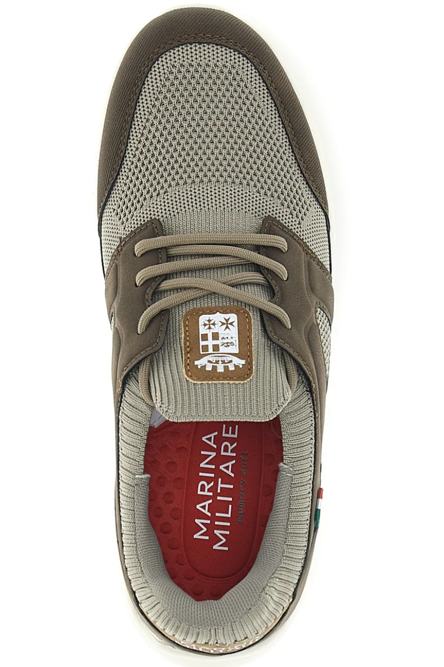 Sneakers tortora e marrone in tessuto Marina Militare MM2286