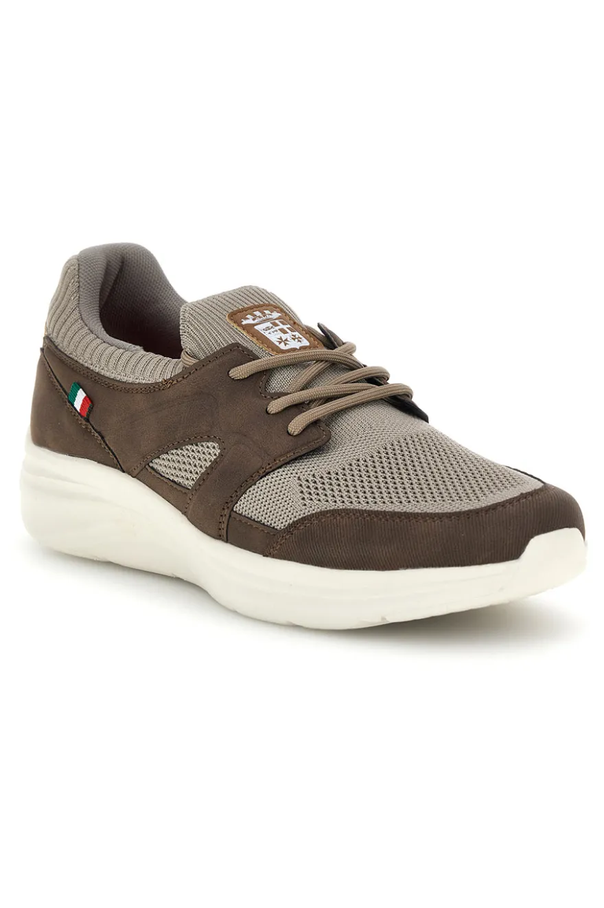 Sneakers tortora e marrone in tessuto Marina Militare MM2286