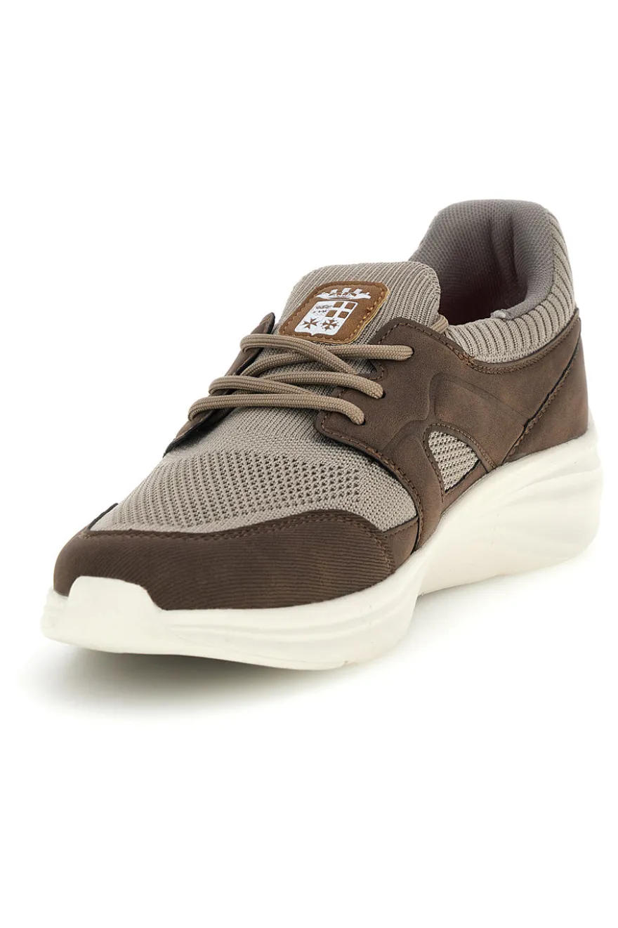 Sneakers tortora e marrone in tessuto Marina Militare MM2286