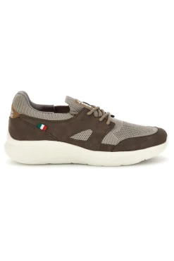 Sneakers tortora e marrone in tessuto Marina Militare MM2286