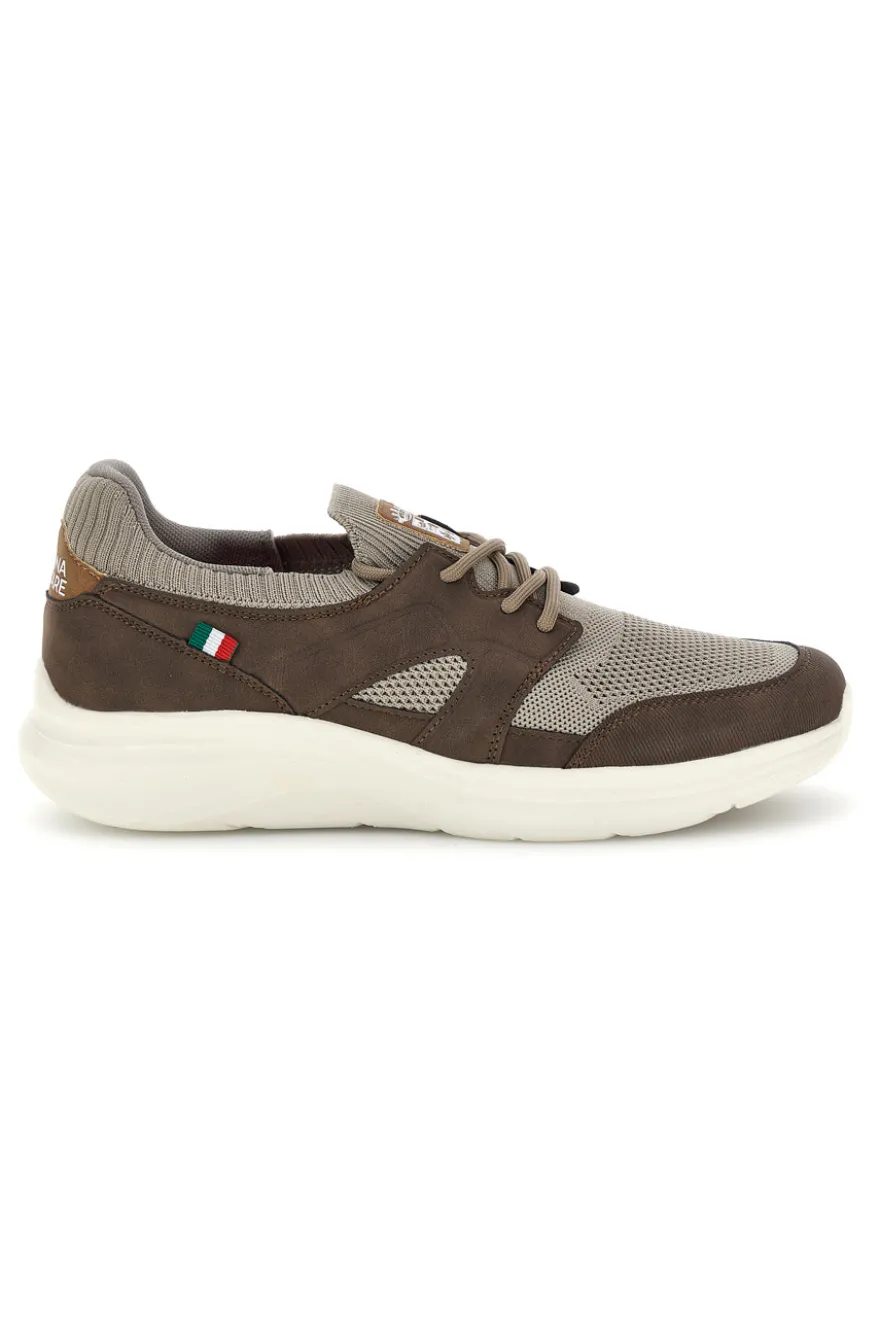 Sneakers tortora e marrone in tessuto Marina Militare MM2286