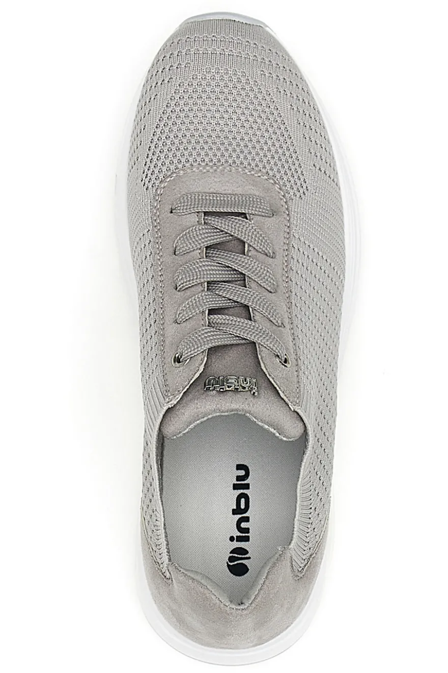 Sneakers tortora in tessuto traspirante con zeppa Inblu 485IN