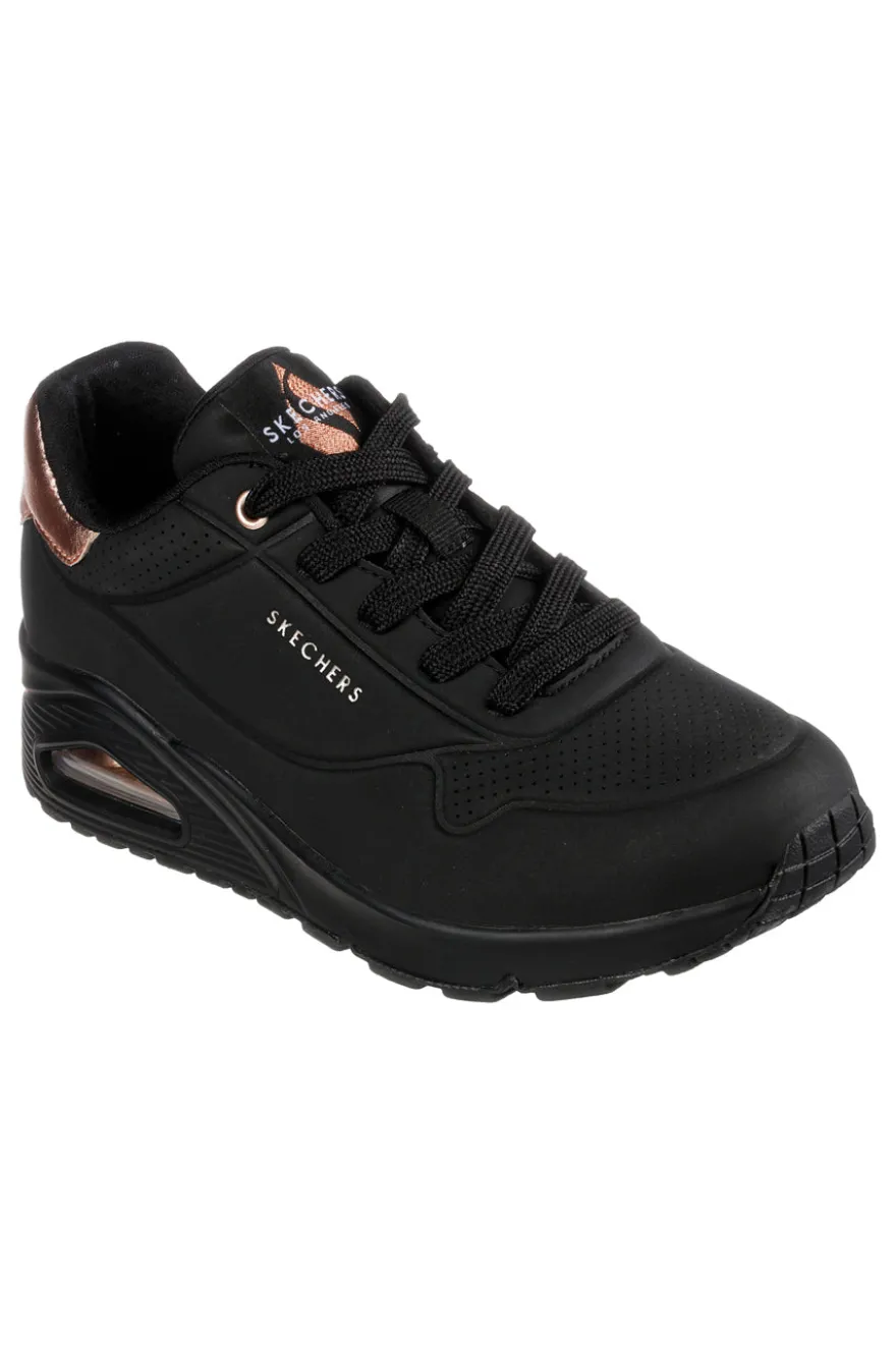 Sneakers total black con dettagli oro Skechers Uno Golden Air
