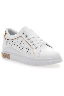 Sneakers traforate bianche con dettaglio oro CAFE' COST BK2440