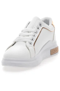 Sneakers traforate bianche con dettaglio oro CAFE' COST BK2440