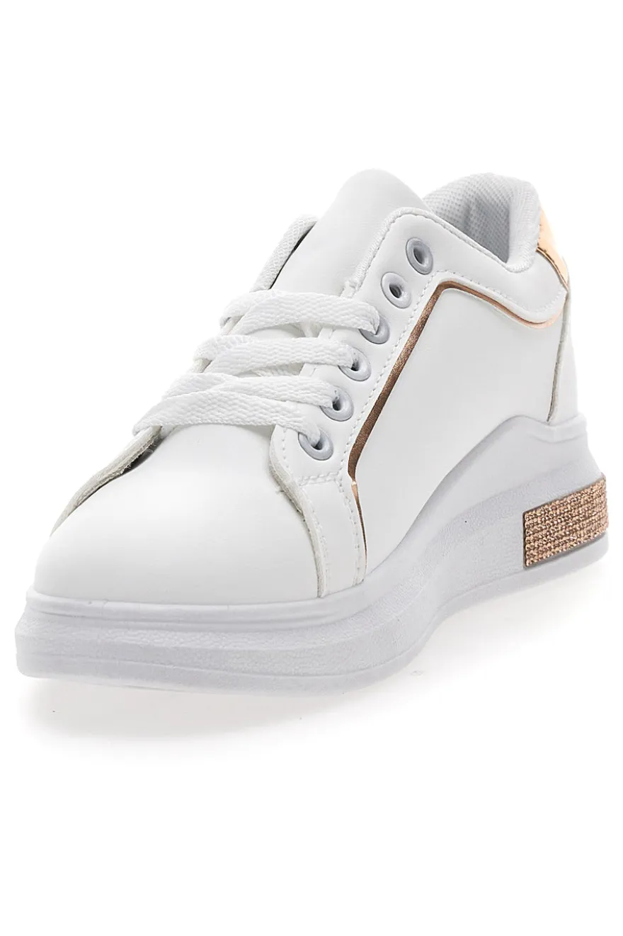 Sneakers traforate bianche con dettaglio oro CAFE' COST BK2440