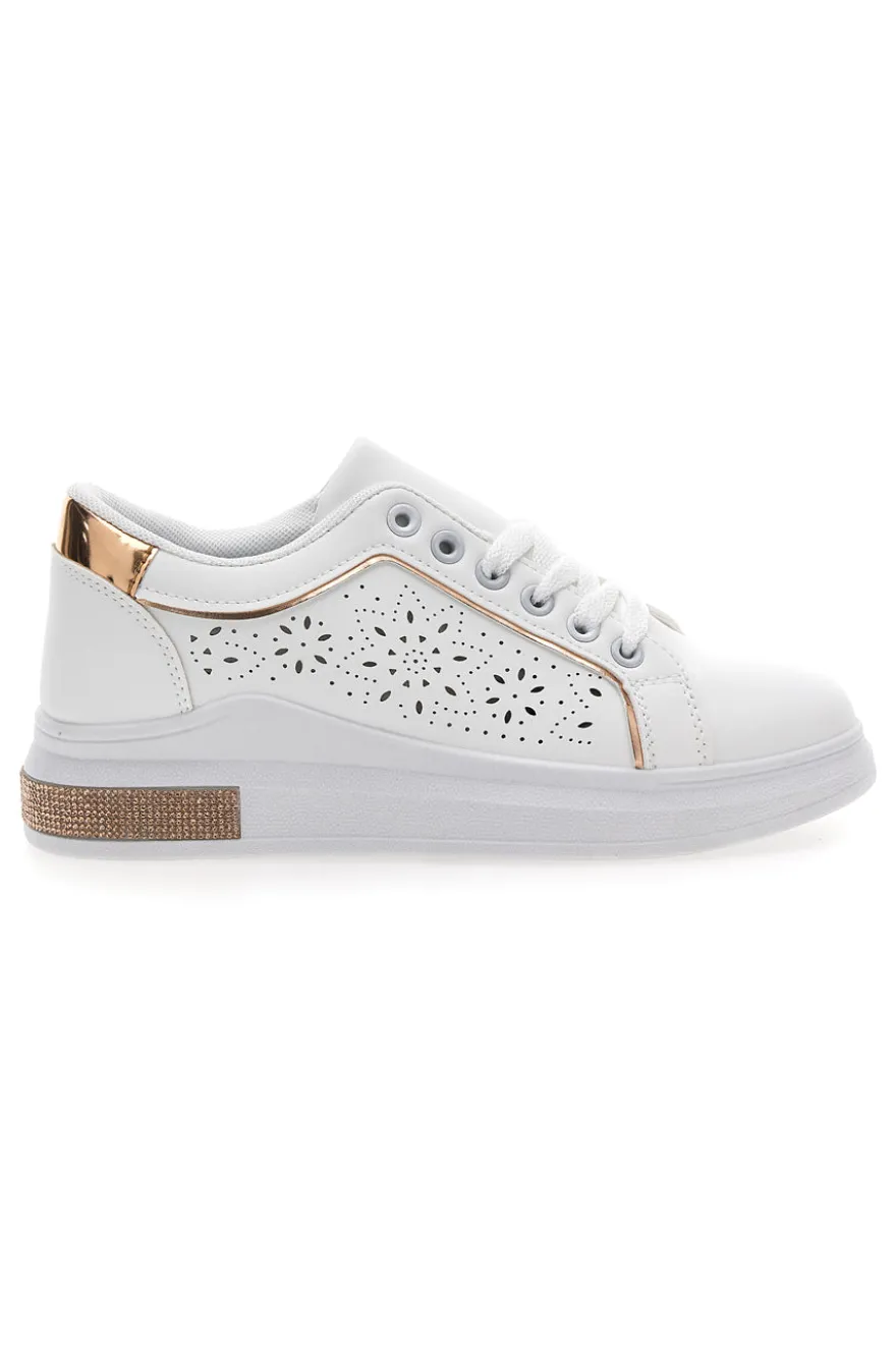 Sneakers traforate bianche con dettaglio oro CAFE' COST BK2440
