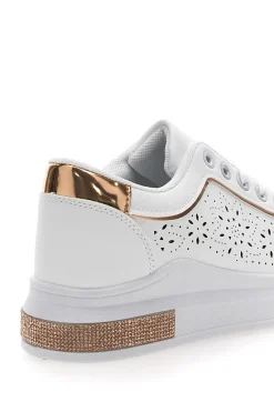 Sneakers traforate bianche con dettaglio oro CAFE' COST BK2440