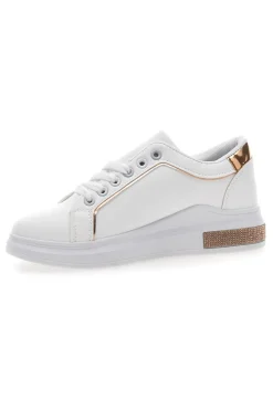 Sneakers traforate bianche con dettaglio oro CAFE' COST BK2440