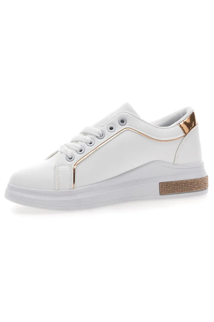 Sneakers traforate bianche con dettaglio oro CAFE' COST BK2440