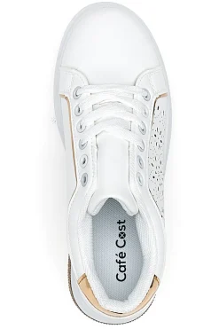 Sneakers traforate bianche con dettaglio oro CAFE' COST BK2440