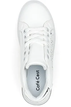 Sneakers traforate bianche con dettaglio argento CAFE' COST BK2440