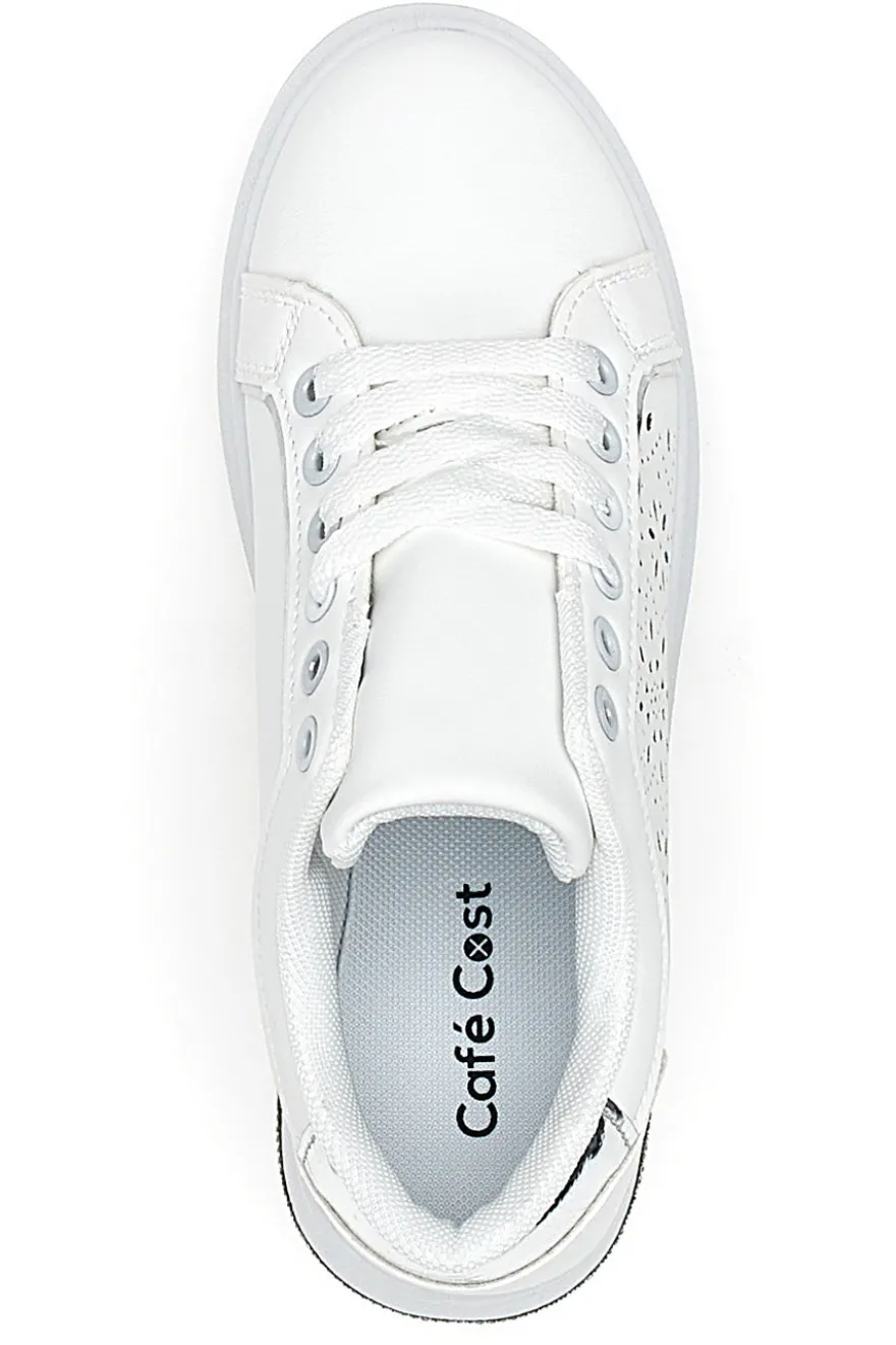 Sneakers traforate bianche con dettaglio argento CAFE' COST BK2440