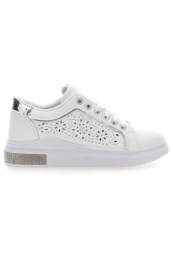 Sneakers traforate bianche con dettaglio argento CAFE' COST BK2440