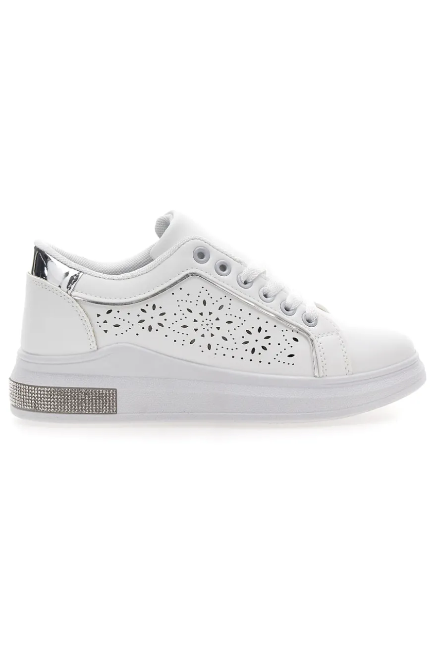 Sneakers traforate bianche con dettaglio argento CAFE' COST BK2440