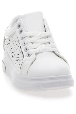 Sneakers traforate bianche con dettaglio argento CAFE' COST BK2440