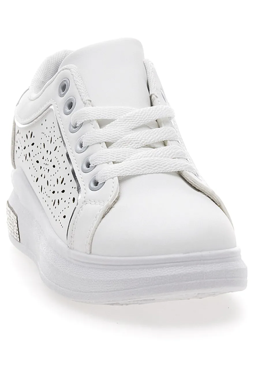 Sneakers traforate bianche con dettaglio argento CAFE' COST BK2440