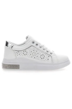 Sneakers traforate bianche con dettaglio argento CAFE' COST BK2440