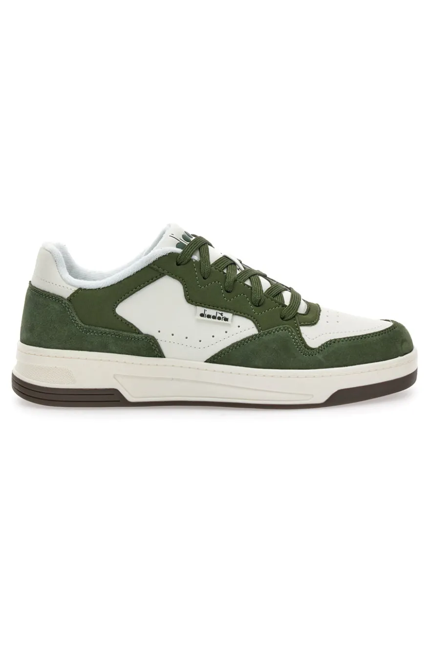 Sneakers verde e bianco in pelle Diadora 182198 70224