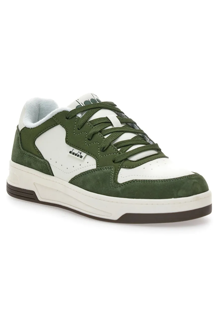 Sneakers verde e bianco in pelle Diadora 182198 70224