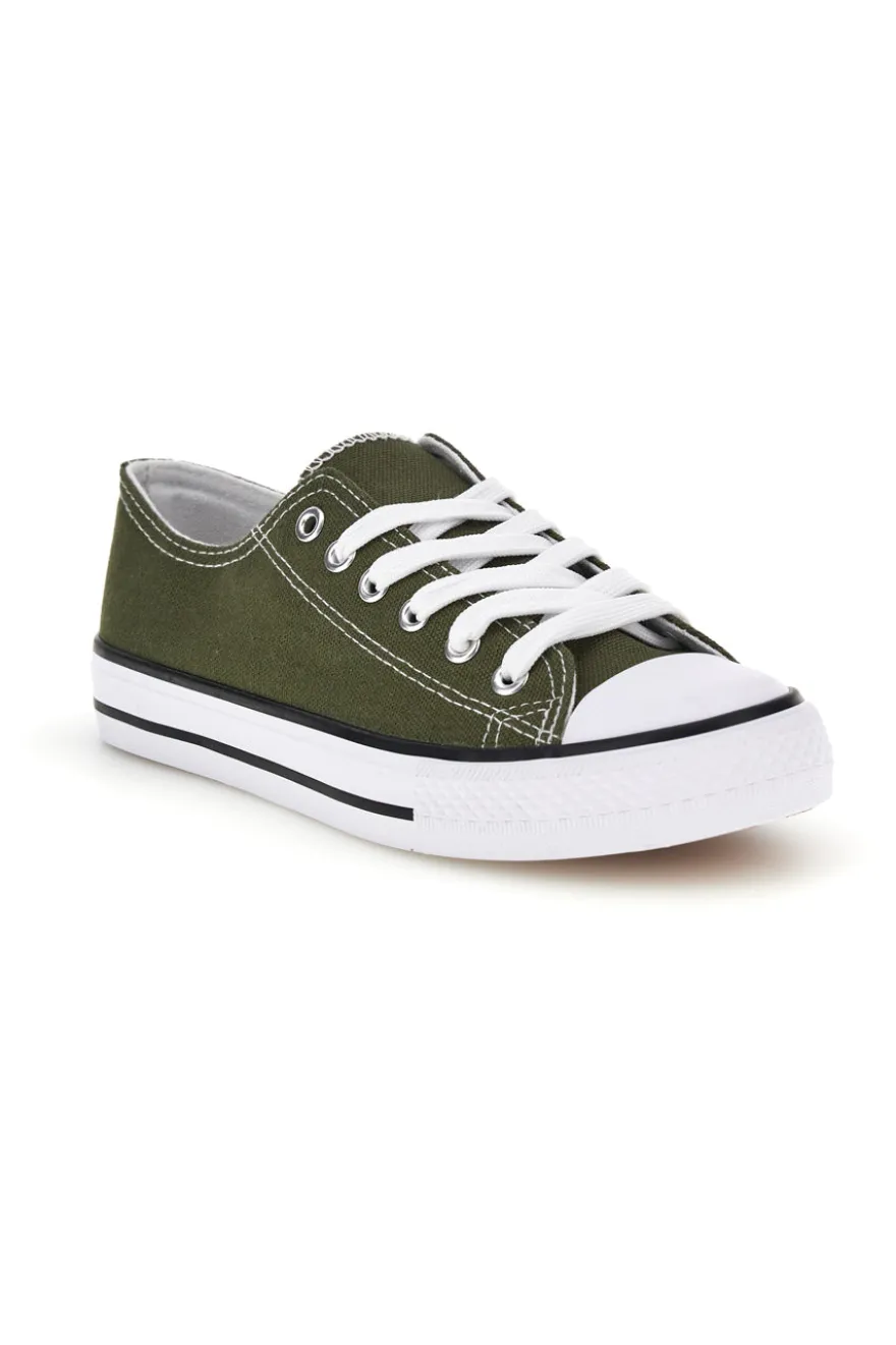 Sneakers verde in tela stringate basse 2t2l 8011