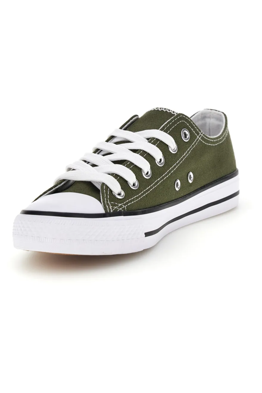 Sneakers verde in tela stringate basse 2t2l 8011