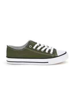 Sneakers verde in tela stringate basse 2t2l 8011