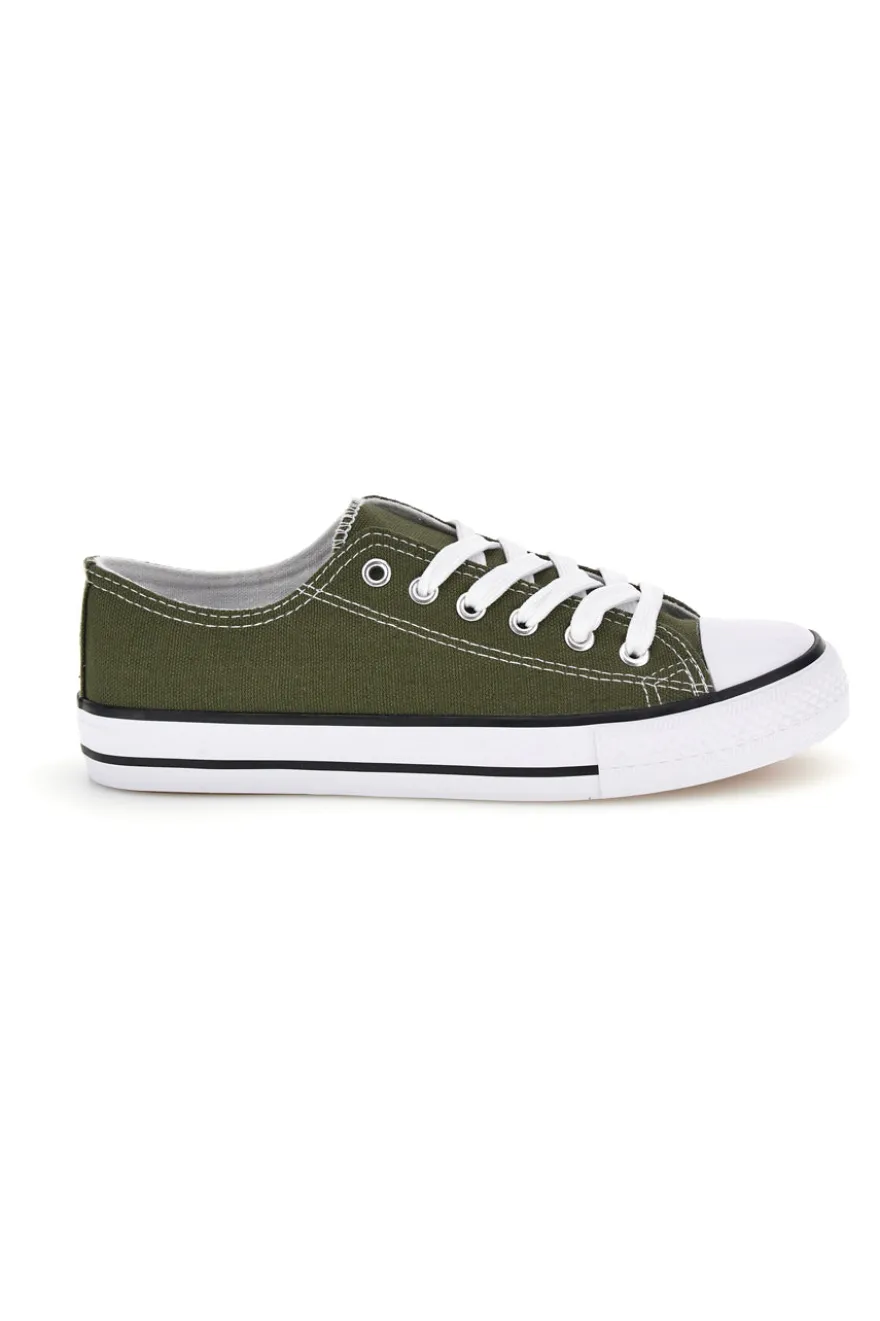 Sneakers verde in tela stringate basse 2t2l 8011