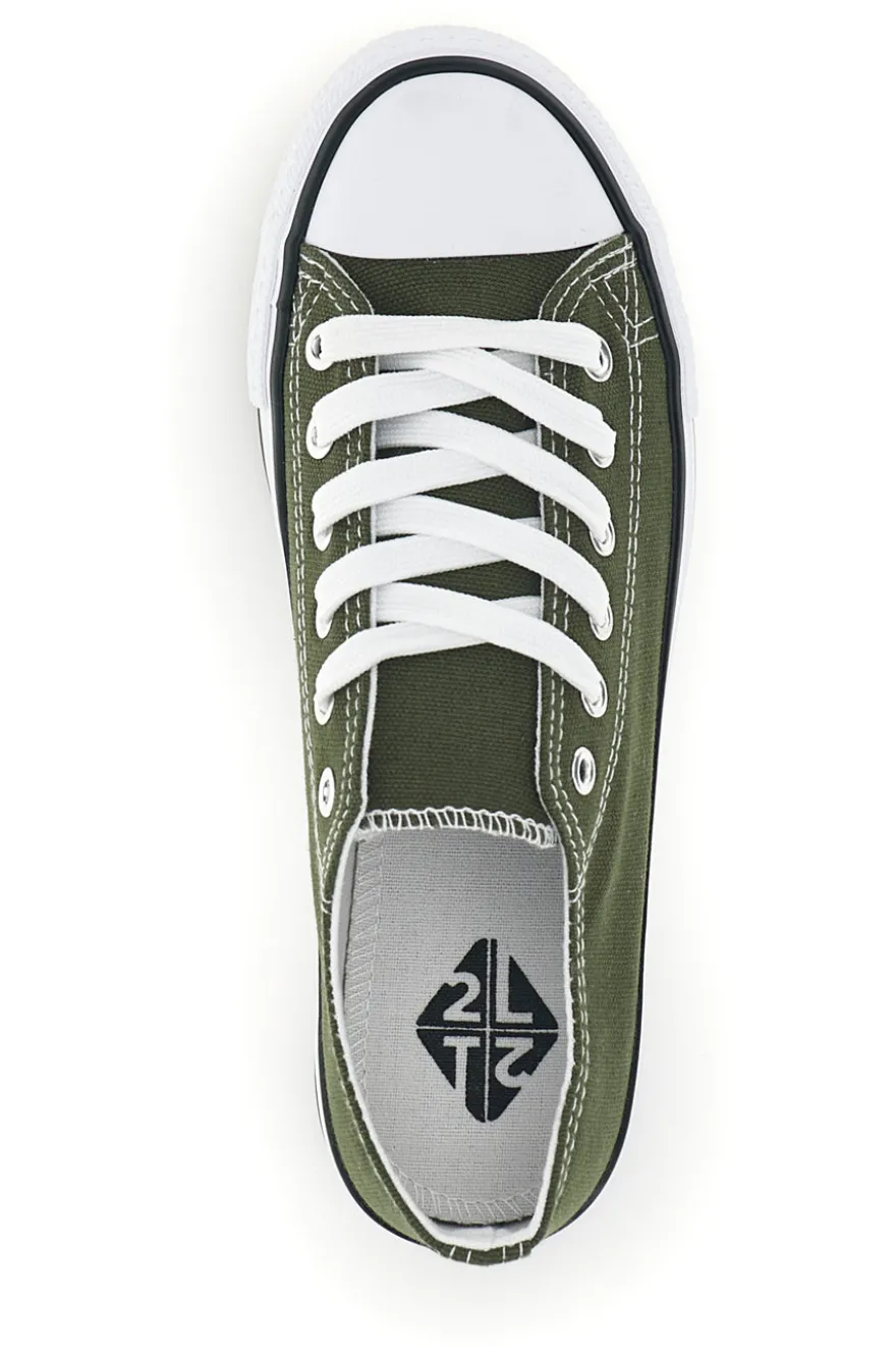 Sneakers verde in tela stringate basse 2t2l 8011