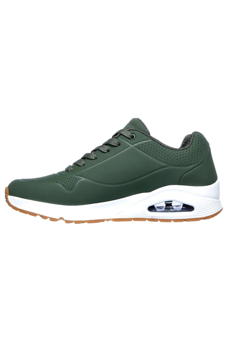 Sneakers verde militare con cuscinetto ad aria e soletta memory foam Skechers UNO Stand On Air