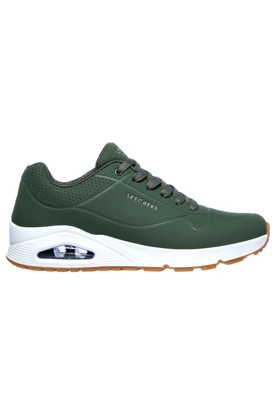 Sneakers verde militare con cuscinetto ad aria e soletta memory foam Skechers UNO Stand On Air