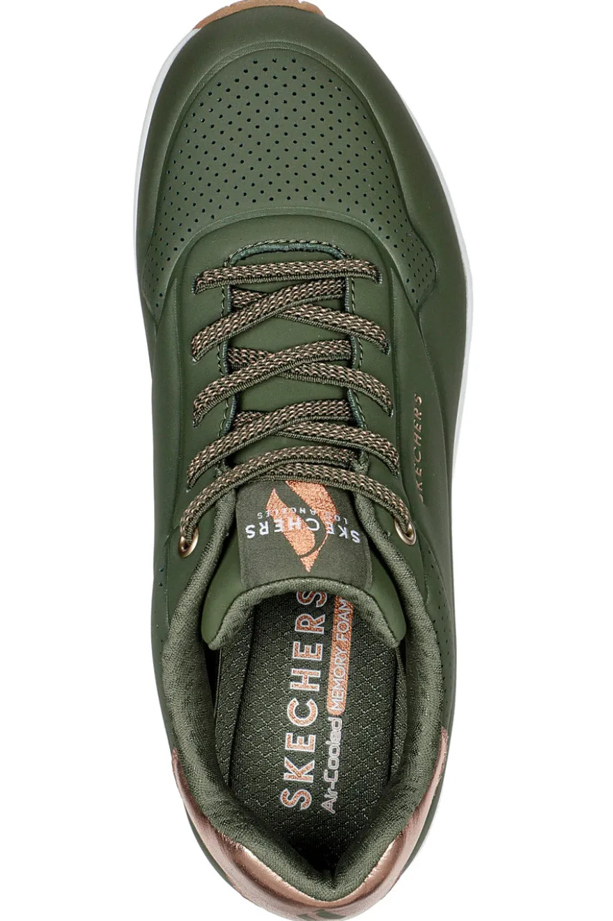 Sneakers verde militare con dettagli metallici Skechers Uno Shimmer Away