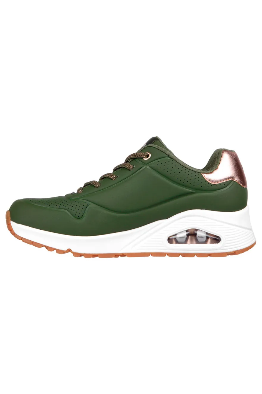 Sneakers verde militare con dettagli metallici Skechers Uno Shimmer Away