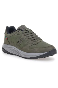 Sneakers verde militare con dettagli tricolore Marina Militare MM2309