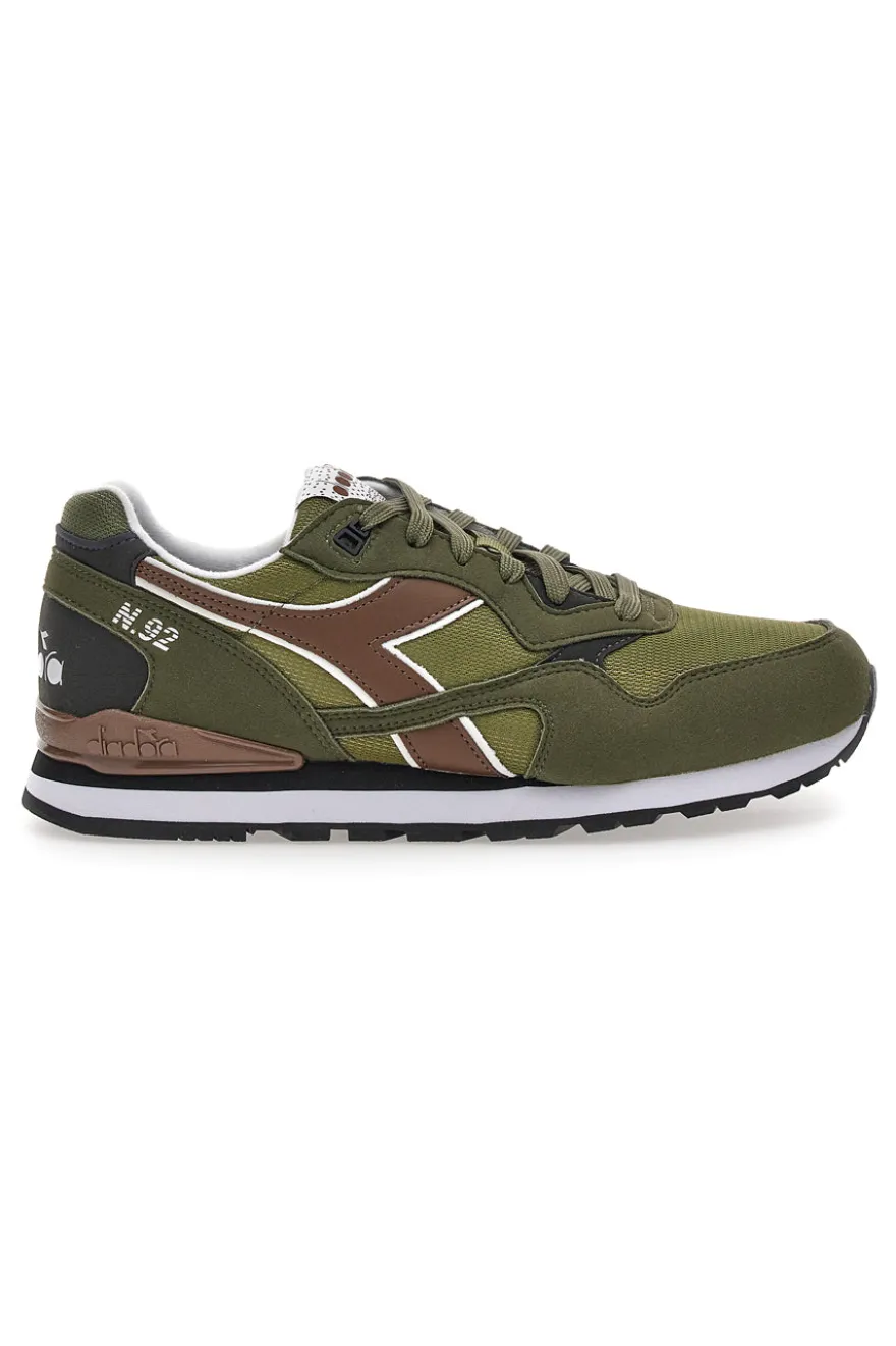 Sneakers verde militare inserti a contrasto Diadora N.92