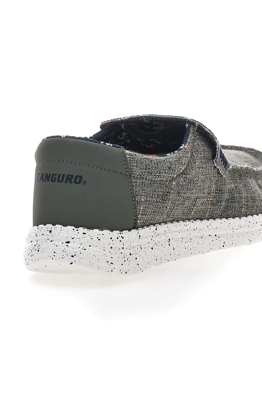 Sneakers Verde Militare Slip-On In Tela Canguro CA930