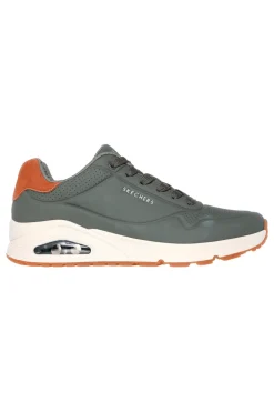Sneakers verde oliva con suola ammortizzata Air-Cooled Memory Foam Skechers Uno Suited On Air