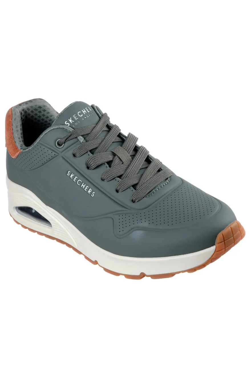 Sneakers verde oliva con suola ammortizzata Air-Cooled Memory Foam Skechers Uno Suited On Air