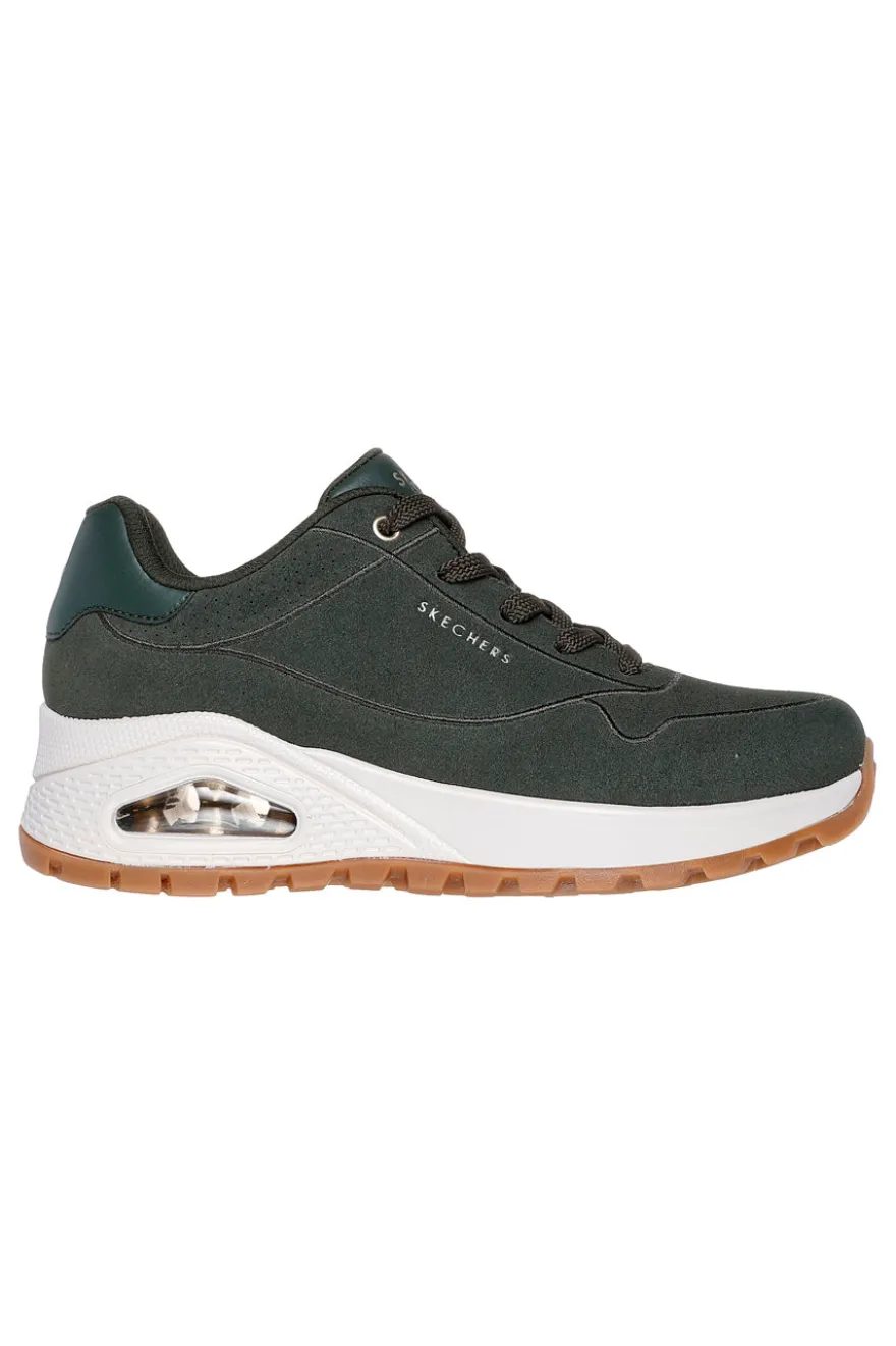 Sneakers verde oliva in suede con suola alta Skechers Uno Rugged Chillproof