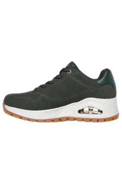 Sneakers verde oliva in suede con suola alta Skechers Uno Rugged Chillproof