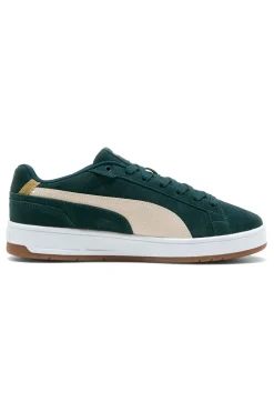 Sneakers verde scuro in pelle scamosciata con dettagli beige Puma Court Classico SD