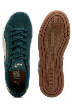 Sneakers verde scuro in pelle scamosciata con dettagli beige Puma Court Classico SD