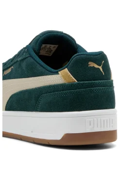 Sneakers verde scuro in pelle scamosciata con dettagli beige Puma Court Classico SD