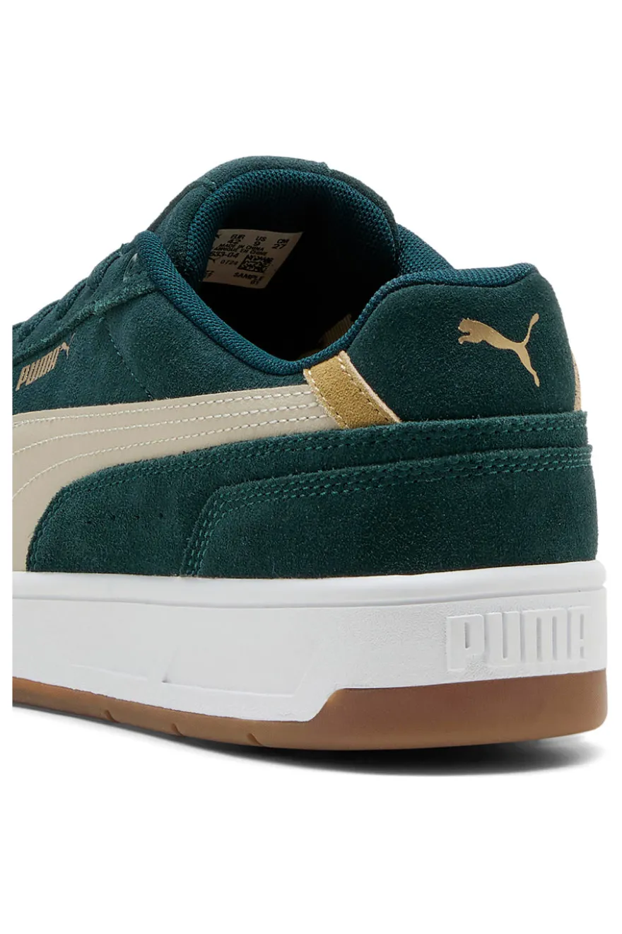 Sneakers verde scuro in pelle scamosciata con dettagli beige Puma Court Classico SD