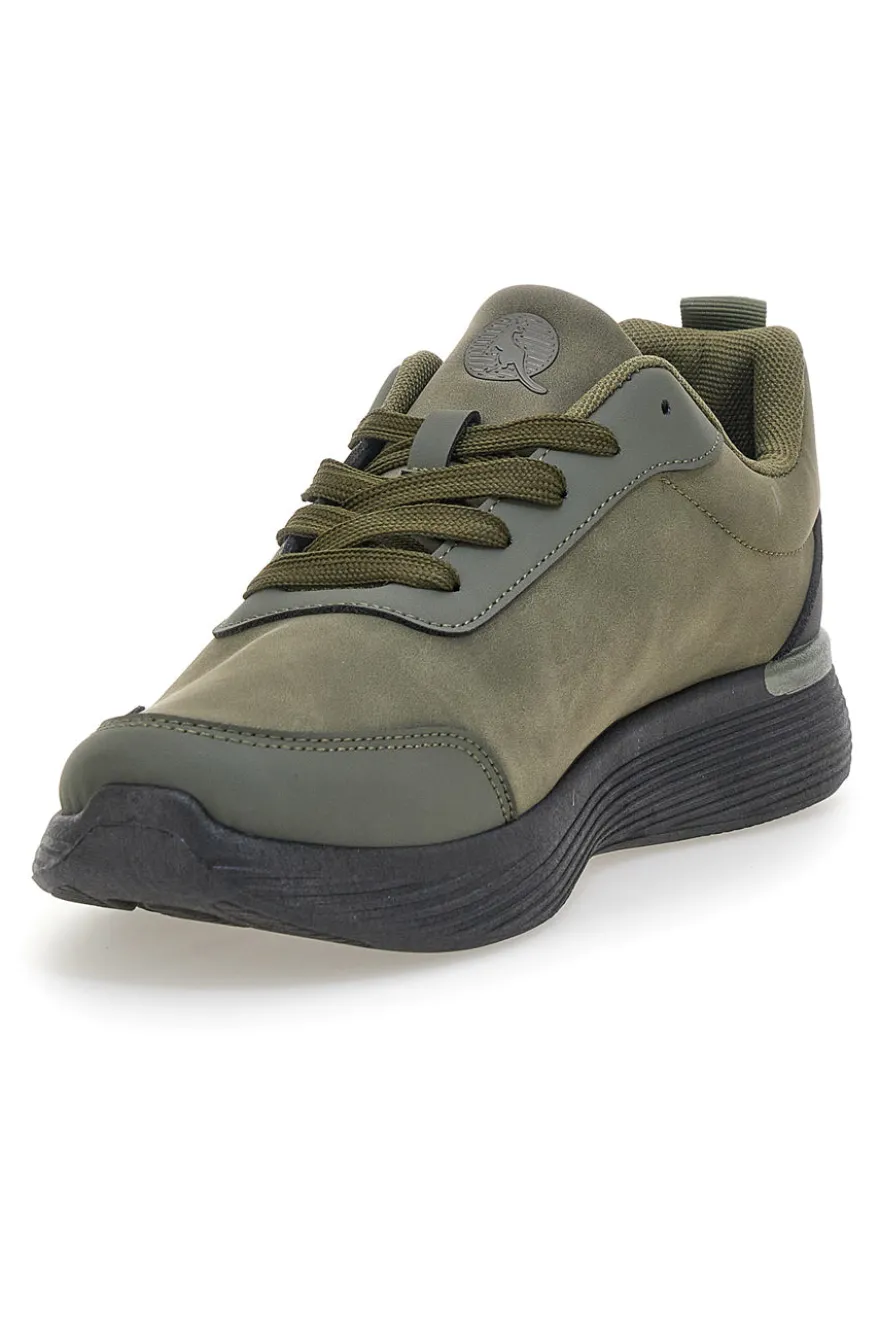 Sneakers verdi con inserti neri e suola flessibile Canguro CA1241