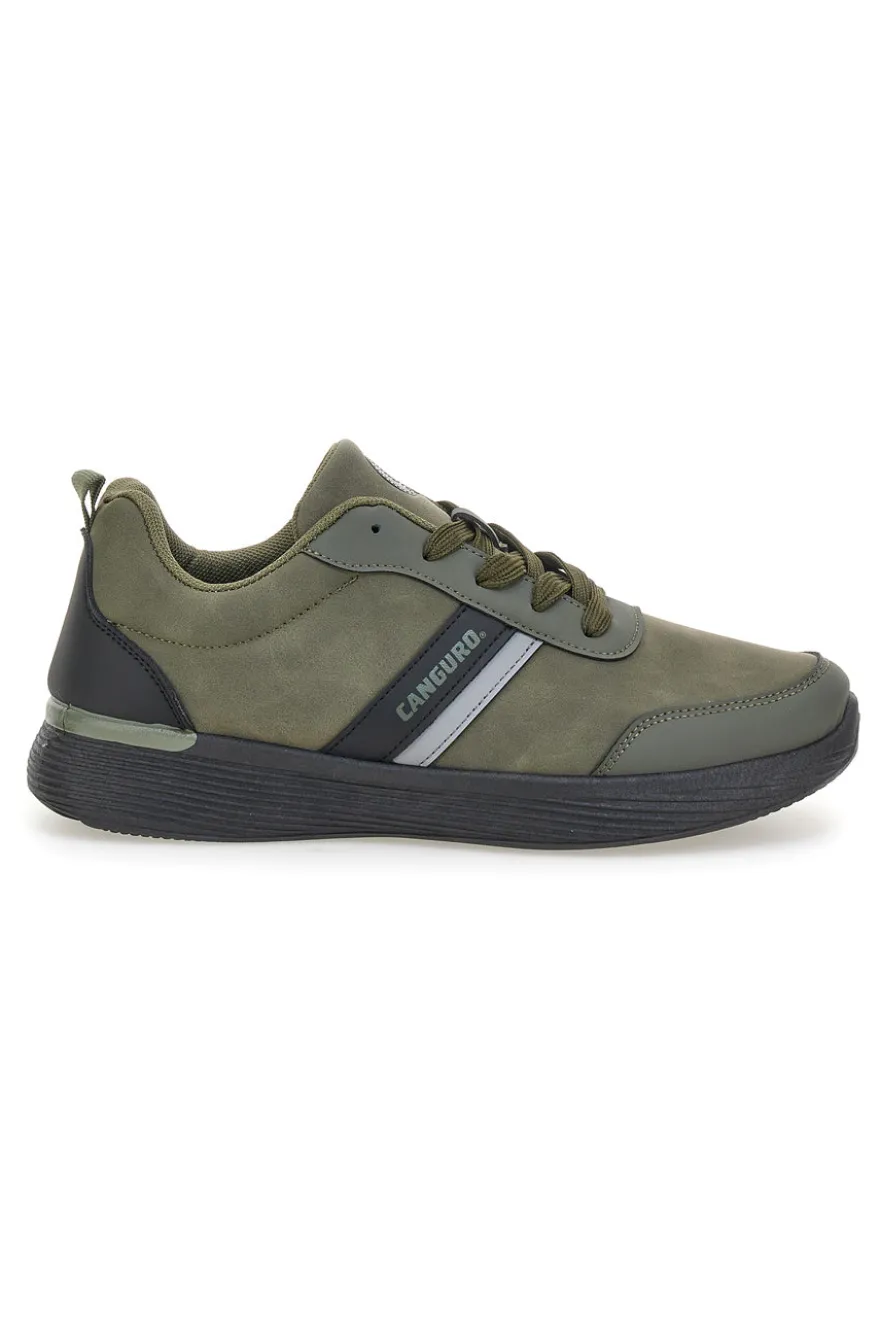Sneakers verdi con inserti neri e suola flessibile Canguro CA1241