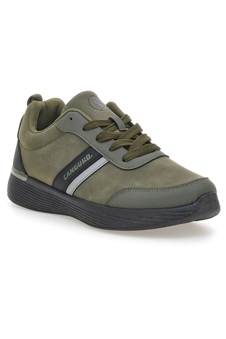 Sneakers verdi con inserti neri e suola flessibile Canguro CA1241