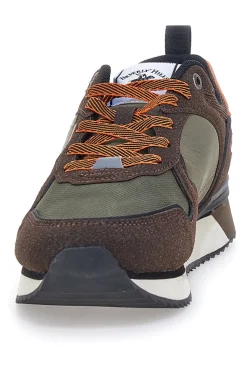 Sneakers verdi con inserti marroni e dettagli arancioni Beverly Hills Polo BHM523200
