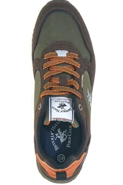 Sneakers verdi con inserti marroni e dettagli arancioni Beverly Hills Polo BHM523200