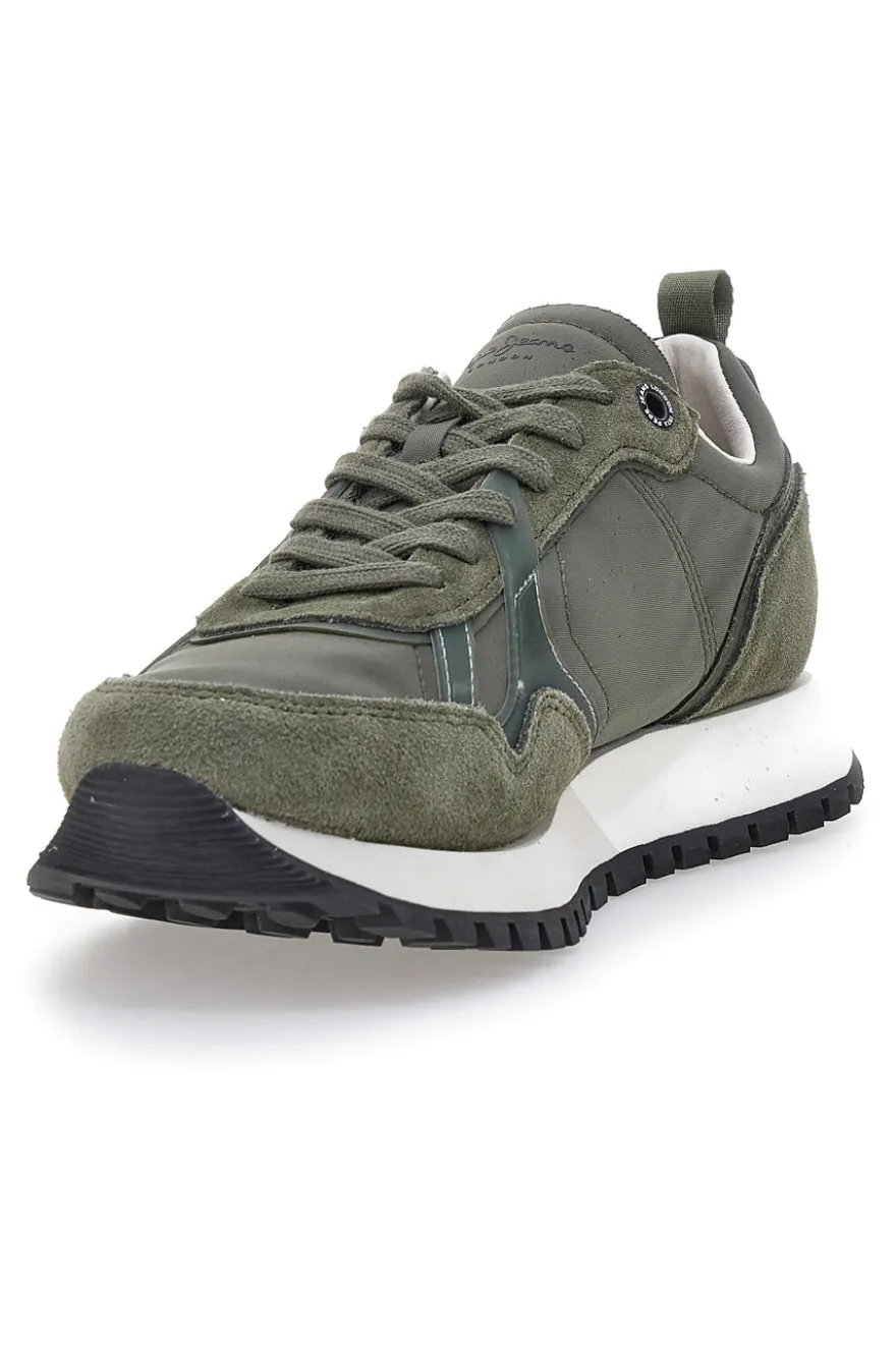 Sneakers verdi con inserti scamosciati Pepe Jeans PMS400001